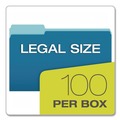 Office Jansan | Pendaflex 4350 1/3 BLU 1/3-Cut Assorted Tabs Interior Legal File Folders - Blue (100/Box) image number 4