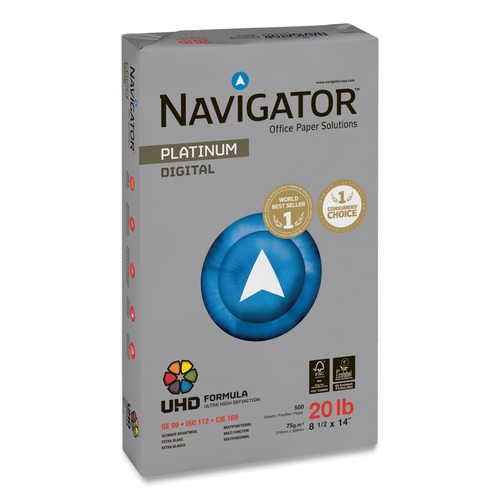 Labor Day Sale! Save $30 off $199! | Navigator NPL1420 8.5 in. x 14 in. 20 lbs. Bond Weight 99 Bright Platinum Paper - White (10 Reams/Carton) image number 0