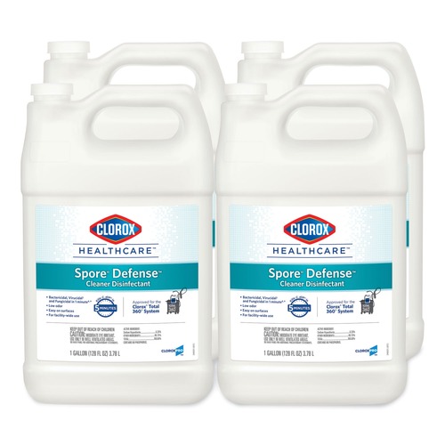 Cleaning & Janitorial Supplies | Clorox Healthcare CLO32122 Spore Defense 1-Gallon Refill Bottle Closed System Cleaner Disinfectant (4/Carton) image number 0