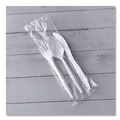 Food Service | Boardwalk BWK3COMBOKITPP 6.97 in. Plastic Mediumweight Fork/Knife/Spoon 3-Piece Cutlery Kit - White (250/Carton) image number 4