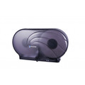 Just Launched | San Jamar R4000TBK 19 in. x 5-1/4 in. x 12 in. Twin 9 in. Tissue Dispenser - Transparent Black Pearl, Jumbo image number 1