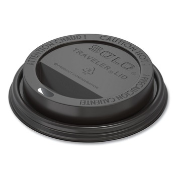 SOLO Traveler Cappuccino Style Dome Lid Fits 10 oz. to 24 oz. Cups - Black (1000/Carton)