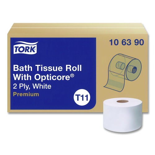 Toilet Paper | Tork 106390 2-Ply Septic Safe Premium Bath Tissue Roll with OptiCore - White (36/Carton) image number 0