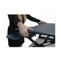 Cleaning & Janitorial Supplies | Victor VCTDCX760G 36 in. x 31.25 in. x 5.25 in. to 20 in. High Rise Height Adjustable Standing Desk with Keyboard Tray - Gray/Black image number 3