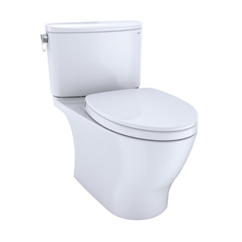 TOILET SEATS | TOTO MS442124CEFG#01 Nexus 2-Piece Elongated 1.28 GPF Universal Height Toilet with CEFIONTECT & SS124 SoftClose Seat, WASHLETplus Ready (Cotton White)