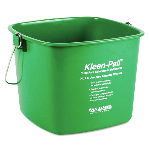 Mop Buckets | San Jamar KP196GN Plastic 6 Quart Kleen-Pails - Green (12/Carton) image number 0