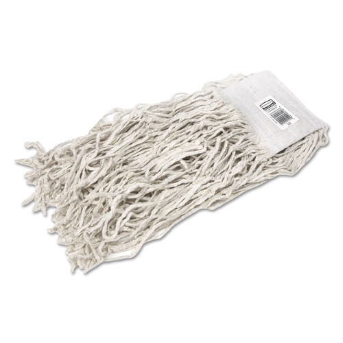 Mops | Rubbermaid Commercial FGV15800WH00 Economy Cotton 24 oz. Cut-End Mop Heads - White (12-Piece/Carton) image number 0