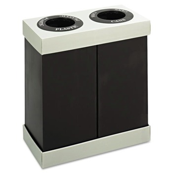 TRASH CANS | Safco 9794BL Two 56 Gallon At-Your-Disposal Recycling Center, Polyethylene Bins - Black