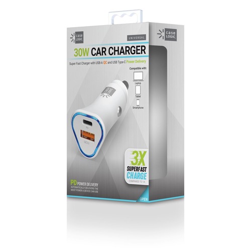 Office Electronics & Batteries | ByTech CL-PD-V3-101-WT 30 Watts Two 3 A Ports PD Car Charger - White image number 0