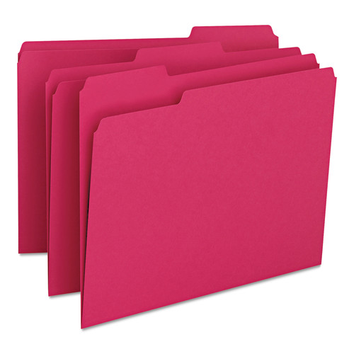 Office Jansan | Smead 12743 1/3-Cut Tabs Assorted Letter Size 0.75 in. Expansion Colored File Folders - Red (100/Box) image number 0
