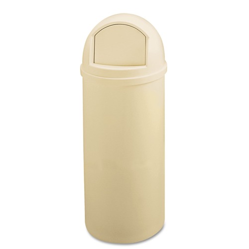 Trash & Waste Bins | Rubbermaid Commercial FG817088BEIG Marshal 25-Gallon Plastic Round Classic Container - Beige image number 0