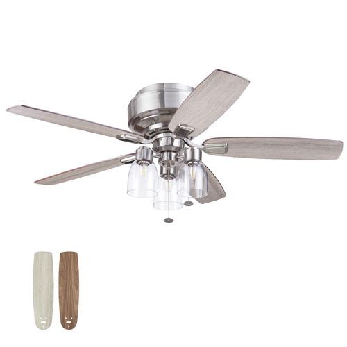 Ceiling Fans | Prominence Home 51669-45 52 in. Magonia Farmhouse Style Flush Mount LED Ceiling Fan with Light - Brushed Nickel image number 0