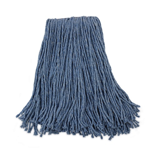 Mops | Boardwalk BWK2020B #20 Cut-End Standard Head Cotton/Synthetic Fiber Mop Head - Blue (12/Carton) image number 0