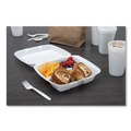Food Trays, Containers, and Lids | Dart 85HT3R 3-Compartment 8.38 in. x 7.78 in. x 3.25 in. Foam Hinged Lid Containers (200/Carton) image number 4