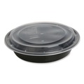 Labor Day Sale! Save $30 off $199! | GEN FCPP-BC-48RND 8.85 in. x 8.85 in. x 2.24 in. 48 oz. Plastic Microwavable Food Container with Lid - Round Black/Clear (150/Carton) image number 1
