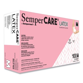 SemperCare Latex Examination Gloves - Cream/Medium (1000/Carton)
