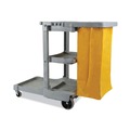 Cleaning Carts | Boardwalk 3485204 22 in. x 44 in. x 38 in. 4 Shelves 1 Bin Plastic Janitor's Cart - Gray image number 0
