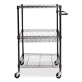Office Jansan | Alera ALESW342416BA 28 in. x 16 in. x 39 in. 500-lbs. Capacity 3-Tier Wire Rolling Cart - Black Anthracite image number 1