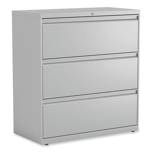 Alera 25490 3-Drawer Lateral 36 in. x 18 in. x 39.5 in. File Cabinet - Light Gray image number 0