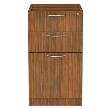 Alera 15.63 in. x 20.5 in. x 28.5 in. Valencia Series 3-Drawer Full File Pedestal - Modern Walnut