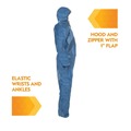 Bib Overalls | Ansell KCC58517 A20 Breathable Particle Protection Coveralls - 4X-Large, Blue (20/Carton) image number 3