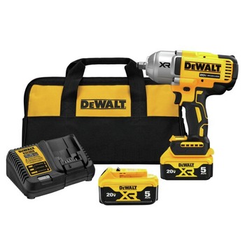 Dewalt DCF900P2 20V MAX XR Brushless Lithium-Ion 1/2 in. Cordless High Torque Impact Wrench Kit with Hog Ring Anvil and 2 Batteries (5 Ah)