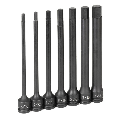  | Grey Pneumatic 1267H 7-Piece 3/8 in. Drive SAE 6 in. Extended Length Hex Impact Drive Socket Set image number 0