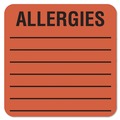 Office Jansan | Tabbies 40560 2 in. x 2 in. "ALLERGIES" Allergy Warning Labels - Fluorescent Red (1-Roll) image number 0