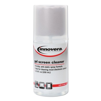 | Innovera IVR51520 Anti-Static 4 oz. Spray Gel Screen Cleaner with Microfiber Cloth