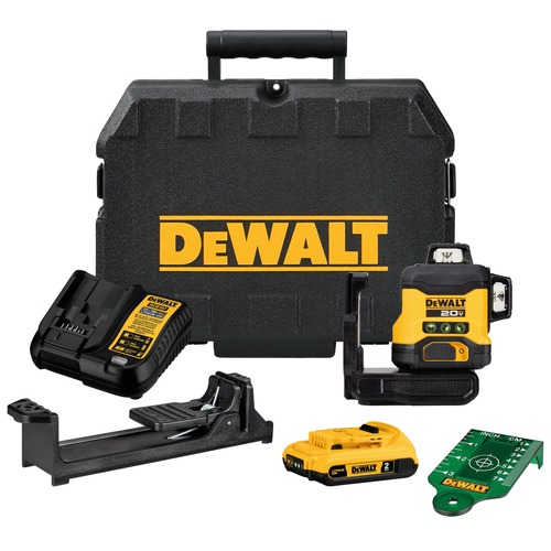 Laser Levels | Dewalt DCLE34031D1 20V Lithium-Ion Cordless 3x360 Line Laser Kit (2 Ah) image number 0