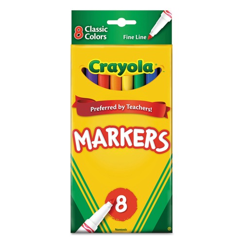 Bulk Savings Pricing 1 | Crayola 587709 Non-Washable Fine Bullet Tip Marker - Assorted Classic Colors (8/Set) image number 0