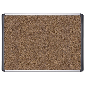 MasterVision 36 in. x 24 in. Tech Cork Board - Tan Surface/Silver/Black Aluminum Frame