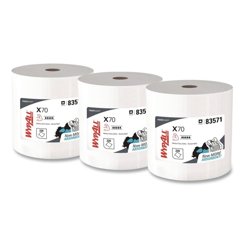 Office Jansan | WypAll KCC 83571 X70 Wipers In A Bucket 13 in. x 10 in. Wipe Refills - White (220/Roll, 3 Rolls/Carton) image number 0