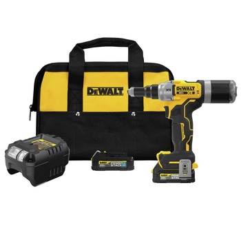 AUTO BODY REPAIR | Dewalt DCF414GE2 20V MAX XR Brushless Lithium-Ion 1/4 in. Cordless Rivet Tool Kit with 2 POWERSTACK Batteries (1.7 Ah)