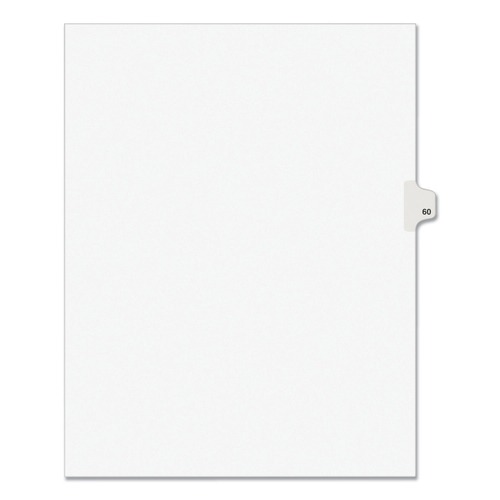 Customer Appreciation Sale - Save up to $60 off | Avery 01060 11 in. x 8.5 in. 10-Tab 60 Tab Titles Avery Style Preprinted Legal Exhibit Side Tab Index Dividers - White (25-Piece/Pack) image number 0
