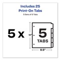 Office Jansan | Avery 11515 Print-On 11 in. x 8.5 in. 5-Tab 3-Hole Customizable Punched Dividers - White (5/Pack) image number 4