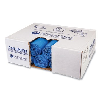 Inteplast Group 60 Gallon 18 mic 40 in. x 48 in. High-Density Commercial Can Liners - Blue (200/Carton)