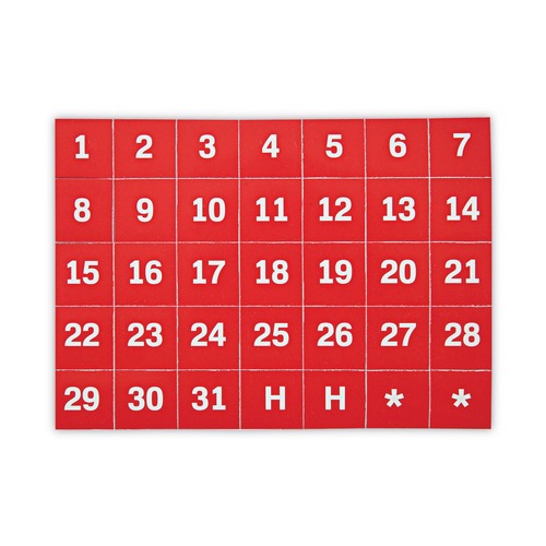 Office Presentation Supplies | MasterVision FM1209 1 in. x 1 in. Calendar Dates Interchangeable Magnetic Board Accessories - Red/White (35/Pack) image number 0