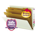 File Folders | Smead 26820 3 in. Expansion End Tab Pressboard Classification Folder with 8 SafeSHIELD Fasteners - Letter Size/Gray-Green (10/Box) image number 1