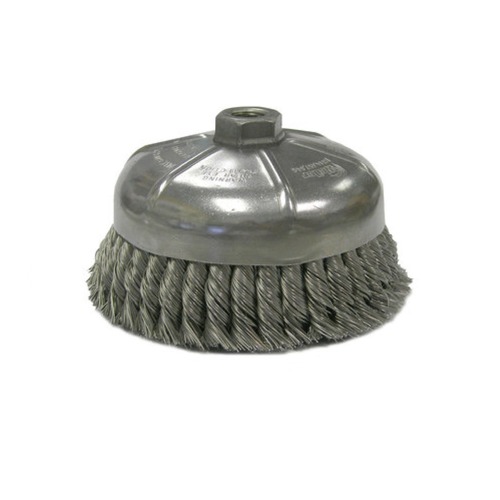 Grinding Sanding Polishing Accessories | Weiler 12376 .023 in. Steel Fill, 5/8 in. - 11 UNC Nut, 6 in. Single Row Heavy-Duty Knot Wire Cup Brush image number 0