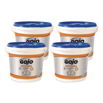 GOJO Industries 6298-04 FAST TOWELS 9 in. x 10 in. Hand Cleaning Towels - Fresh Citrus Blue (4/Carton)