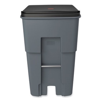 Rubbermaid Commercial FG9W2200GRAY Brute Heavy-Duty 95 Gallon Square Rollout Waste Container - Gray