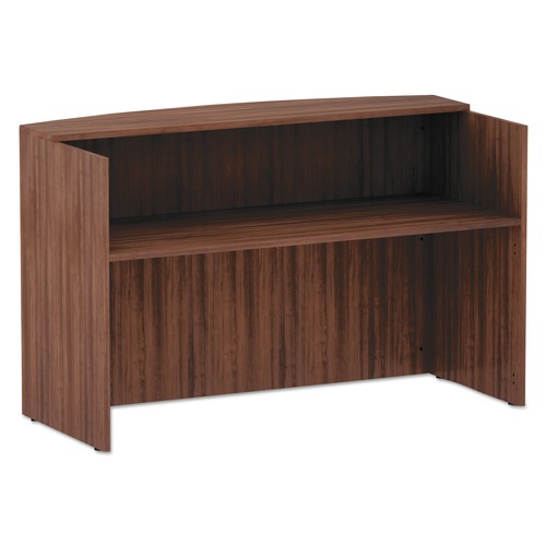  | Alera VA327236WA Valencia Series 71 in. x 35.5 in. x 42.5 in. Reception Desk with Transaction Counter - Modern Walnut image number 0