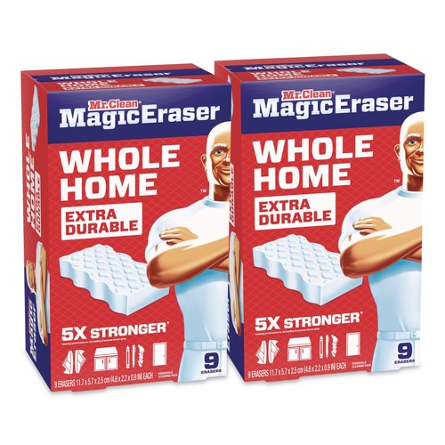 Sponges & Scrubbers | Mr. Clean 80867469 4.6 in. x 0.9 in. 2.2 in. Thick Magic Eraser - White (2/Carton) image number 0