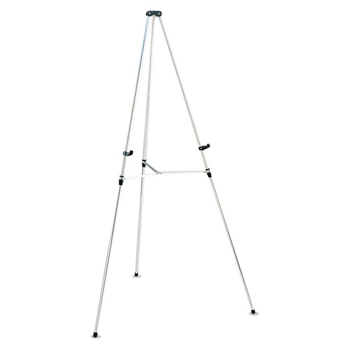 Office Jansan | Quartet 50E 38 in. - 66 in. High Lightweight Aluminum Telescoping Tripod Easel - Silver image number 0