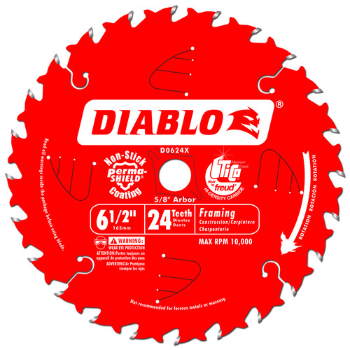 Blades | Diablo D0624X 6-1/2 in. 24 Tooth Framing Saw Blade image number 0