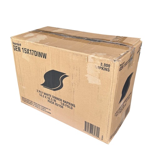 Paper Towels and Napkins | GEN GEN15X17DIN 2-Ply 14.50 in. x 46.50 in. Dinner Napkins - White (3000/Carton) image number 0