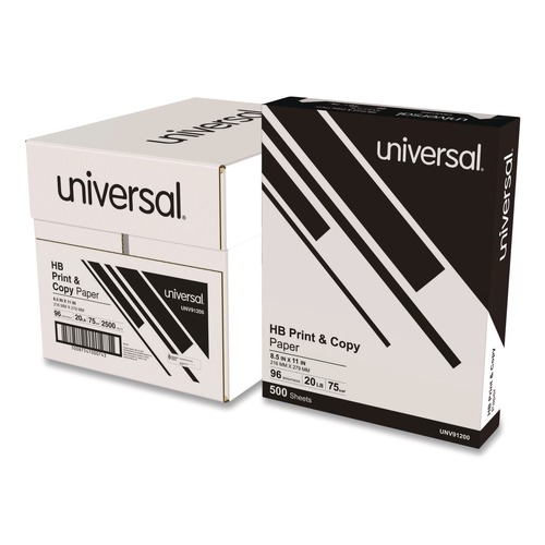 Paper & Printables | Universal UNV91205 20 lbs. Bond Weight 96 Bright 8.5 in. x 11 in. Multipurpose Paper - Bright White (500 Sheets/Ream, 5 Reams/Carton) image number 0