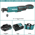 Cordless Ratchets | Makita RW01R1 12V max CXT Lithium-Ion Cordless 3/8 in. / 1/4 in. Square Drive Ratchet Kit (2 Ah) image number 1