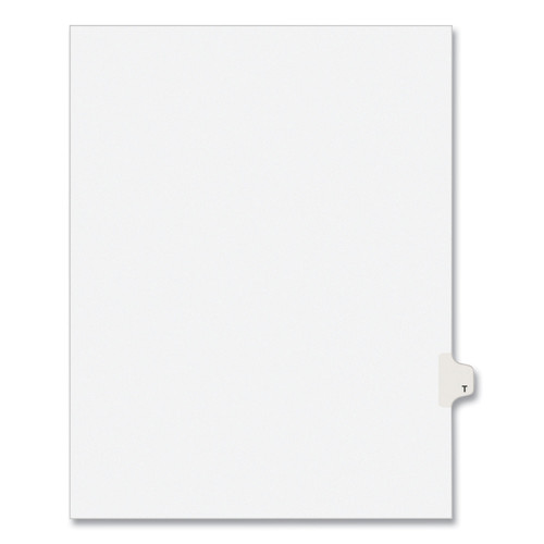 Office Jansan | Avery 01420 11 in. x 8.5 in. 26-Tab T Avery Style Preprinted Legal Exhibit Side Tab Index Dividers - White (25/Pack) image number 0